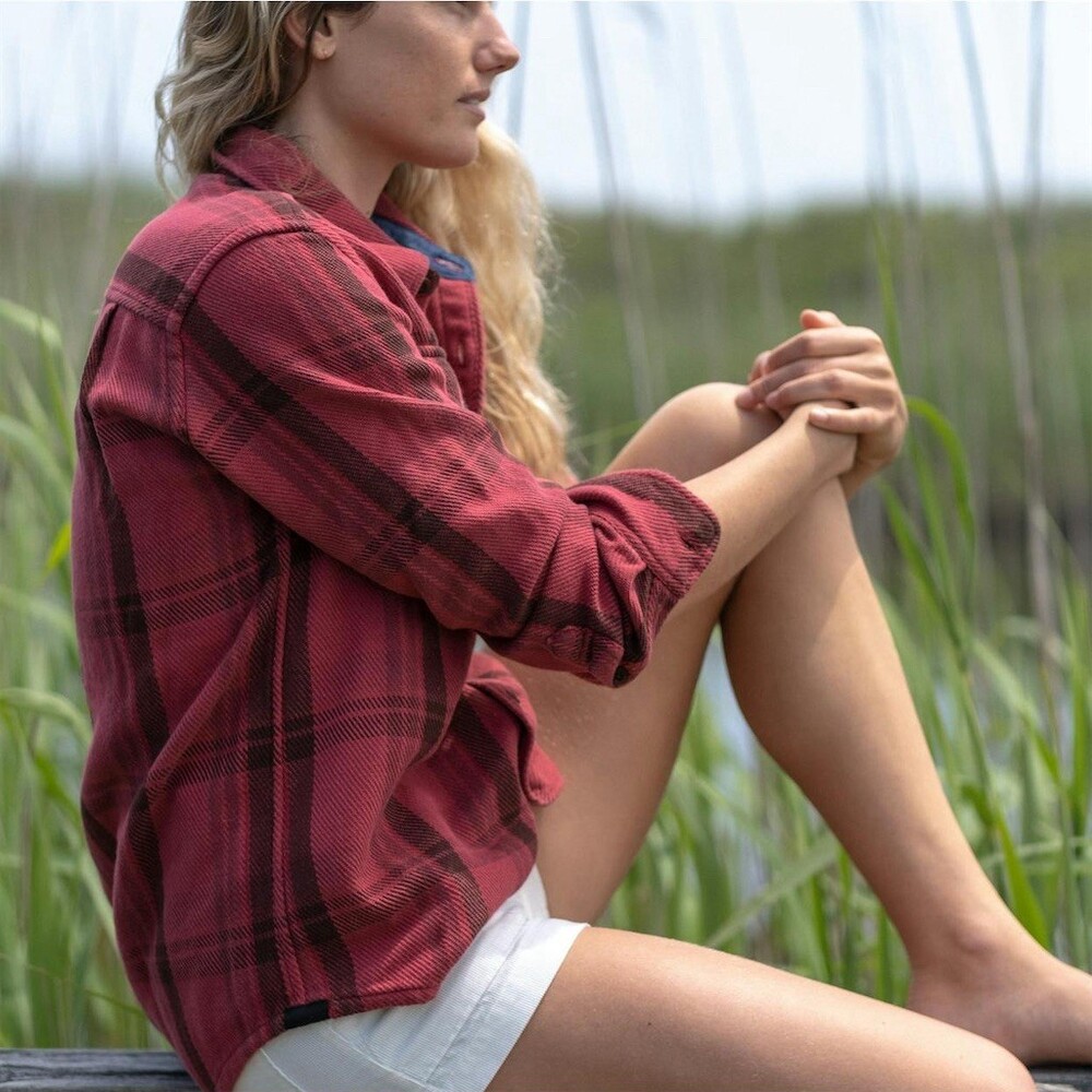 Outerknown Blanket Shirt Womens XS/S Cozy Red Plaid Button-Up Overshirt